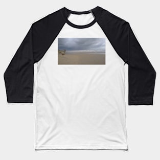 Winter sea, Grey, Blue and Brown Photo Baseball T-Shirt